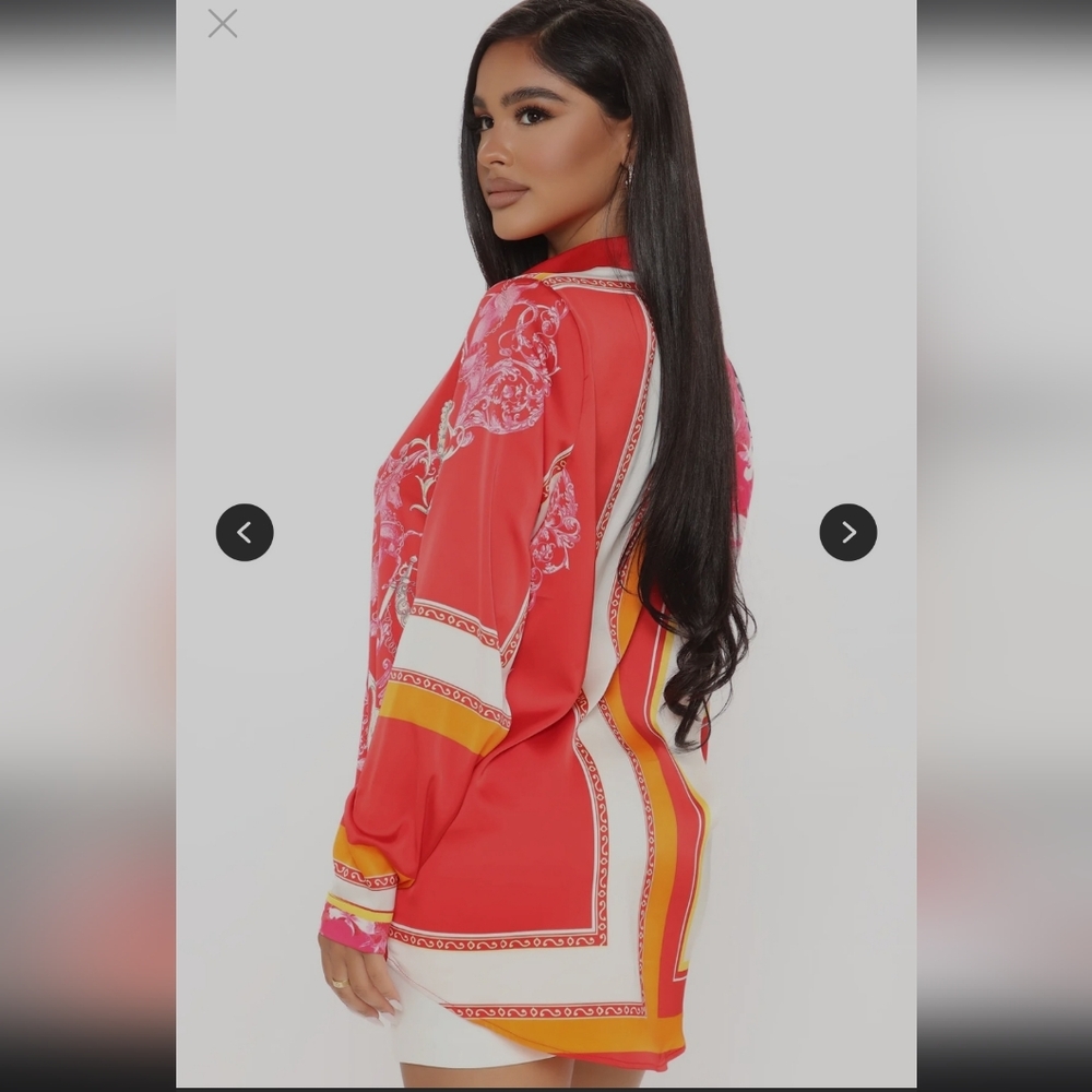 Fashion Nova Night After Work Satin Shirt - Picture 4 of 4